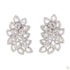 3.97 Carat Rose Cut Diamond Gold Earrings