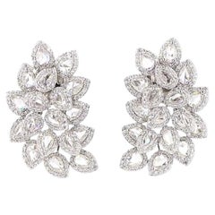 3.97 Carat Rose Cut Diamond Gold Earrings