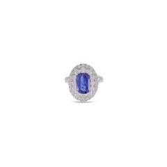 Bague en or blanc 18 carats 3,97 saphirs bleus clairs de grande valeur et diamants