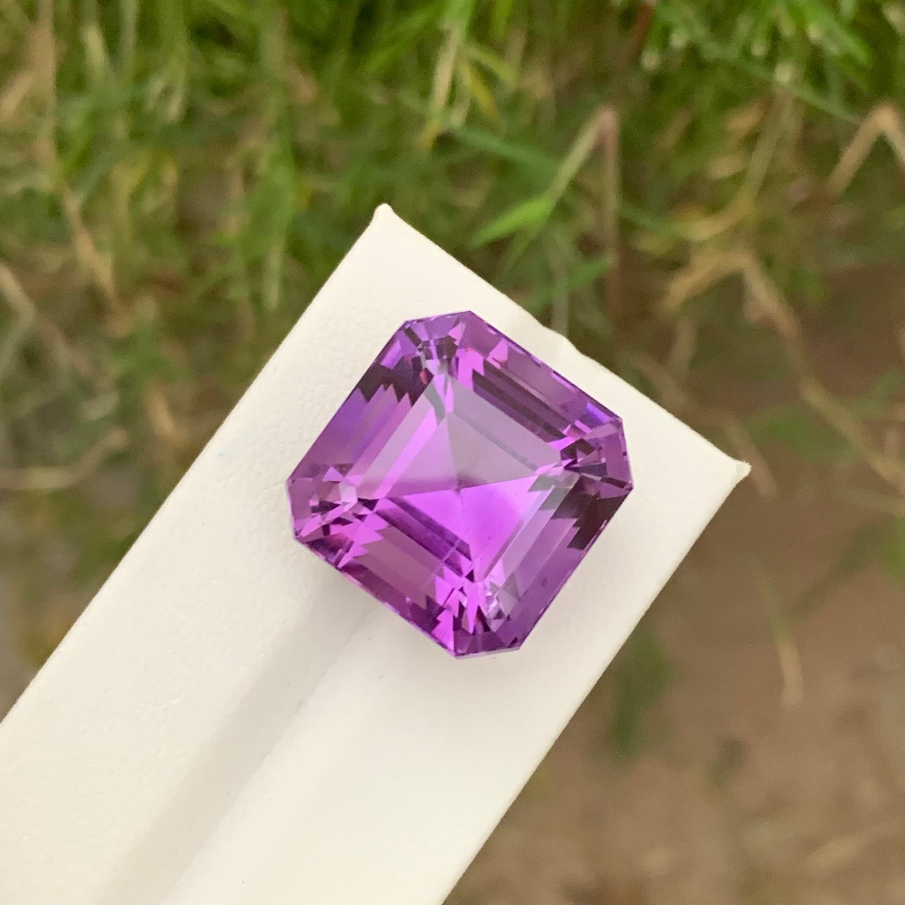 Arts and Crafts 39.70 Carats Natural Earth Mine Loose Amethyst Asscher Cut Gemstone  For Sale