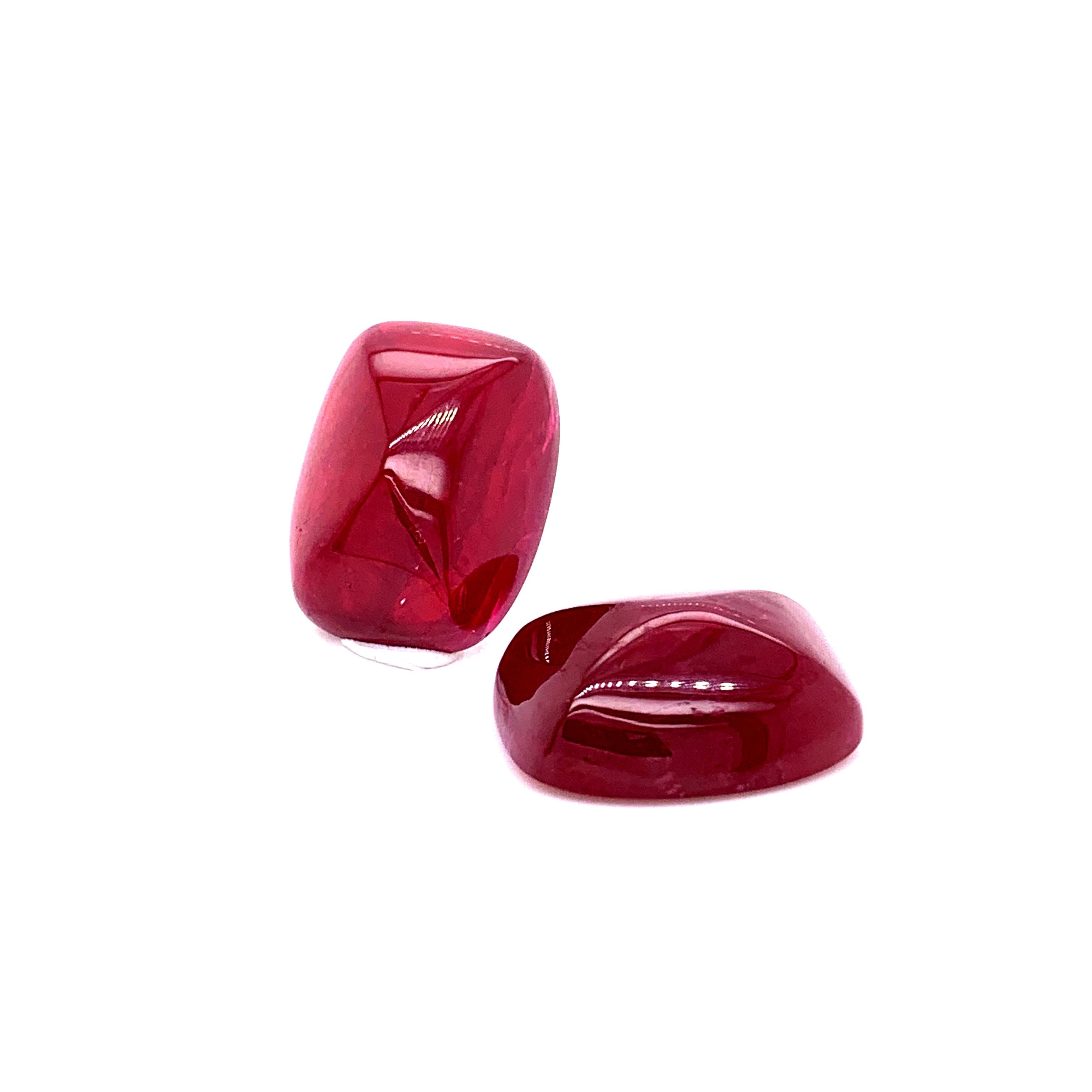 39,75 Karat No Heat Vivid Red Ruby Sugarloaf Paar im Zustand „Neu“ in Hong Kong, HK