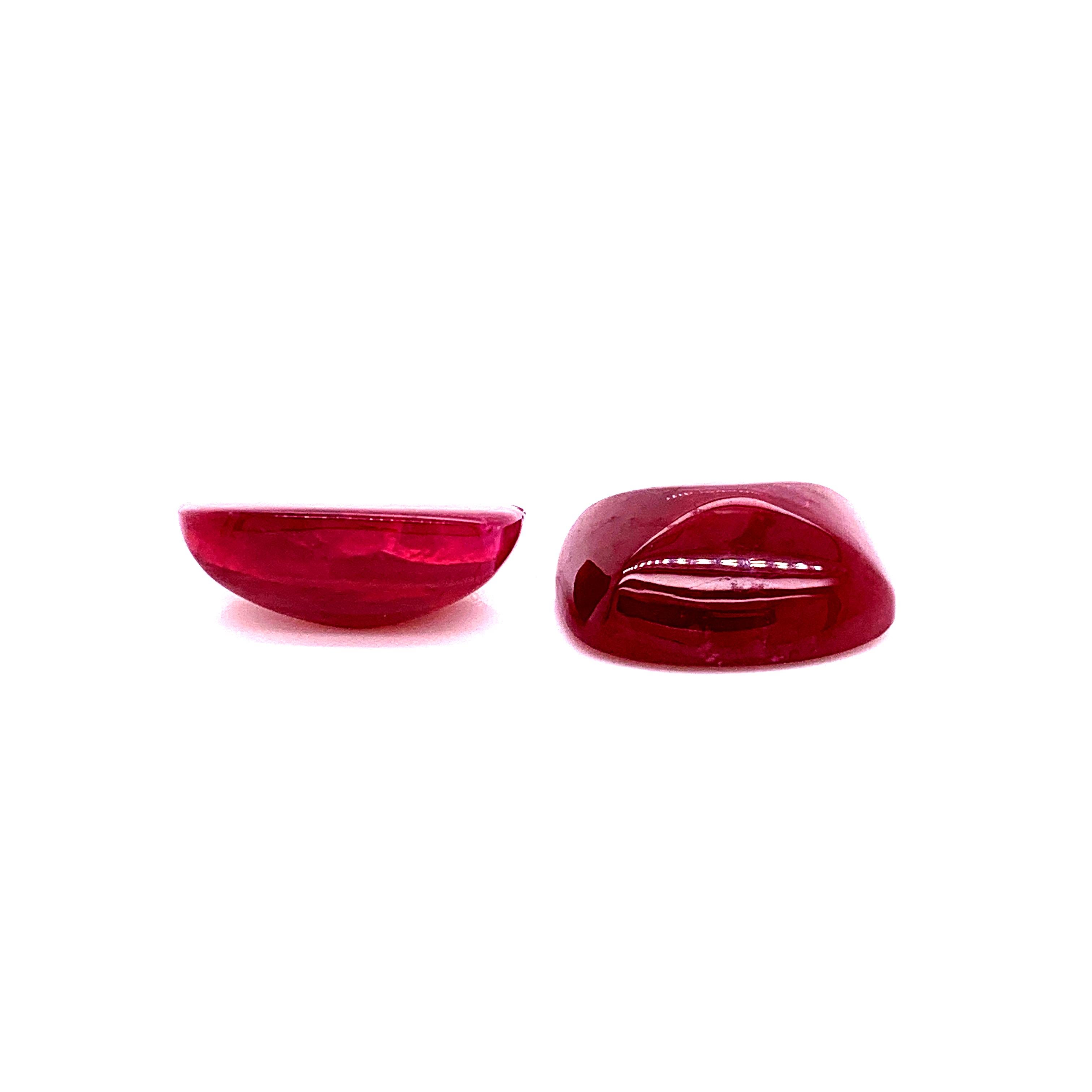 39,75 Karat No Heat Vivid Red Ruby Sugarloaf Paar für Damen oder Herren