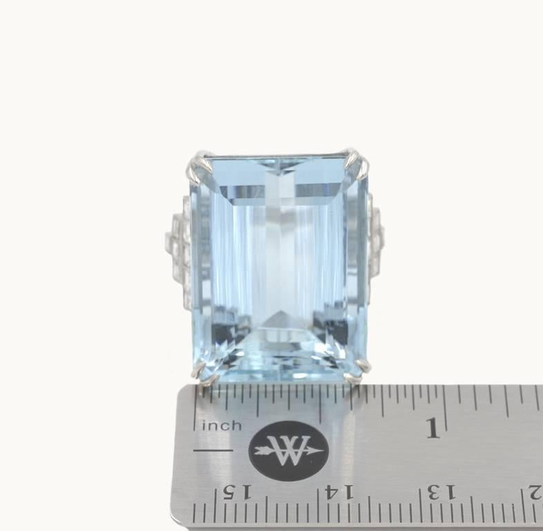 39.78 Carat Aquamarine and Diamond Platinum Ring 1
