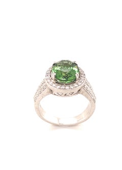 3.98 Carat Chrome Tourmaline and Diamond Gold Ring