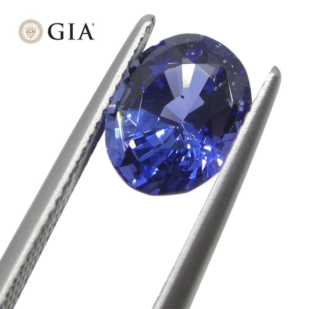 Oval Cut 3.98 Carat Oval Blue Sapphire GIA Certified Sri Lanka For Sale