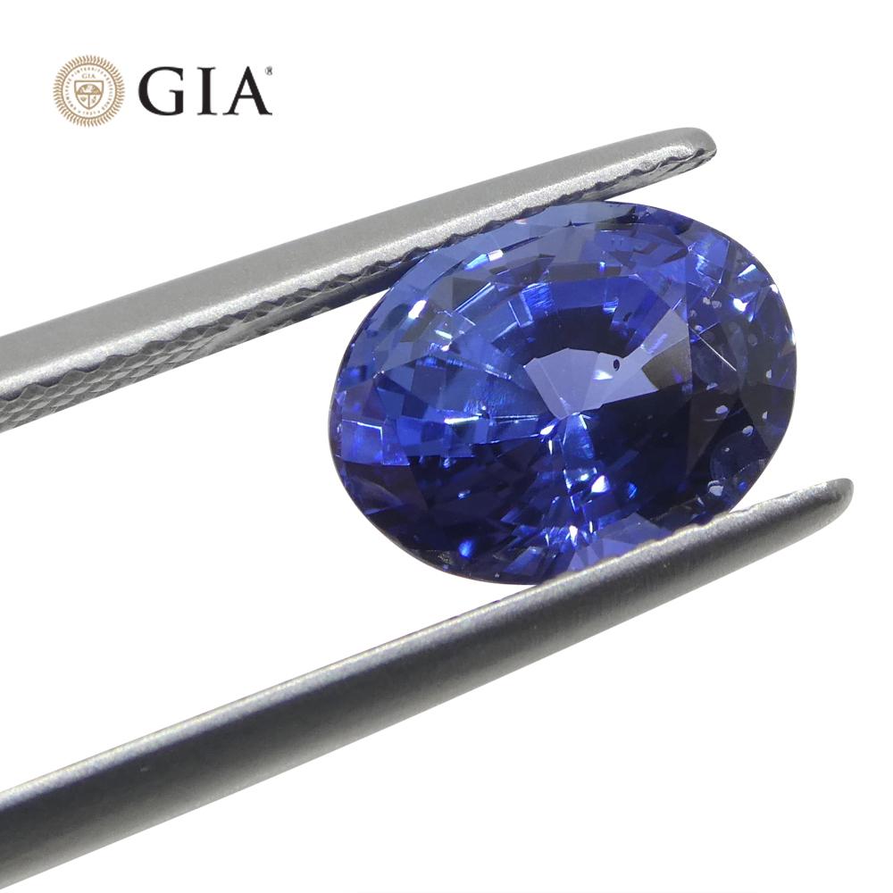 Women's or Men's 3.98 Carat Oval Blue Sapphire GIA Certified Sri Lanka For Sale