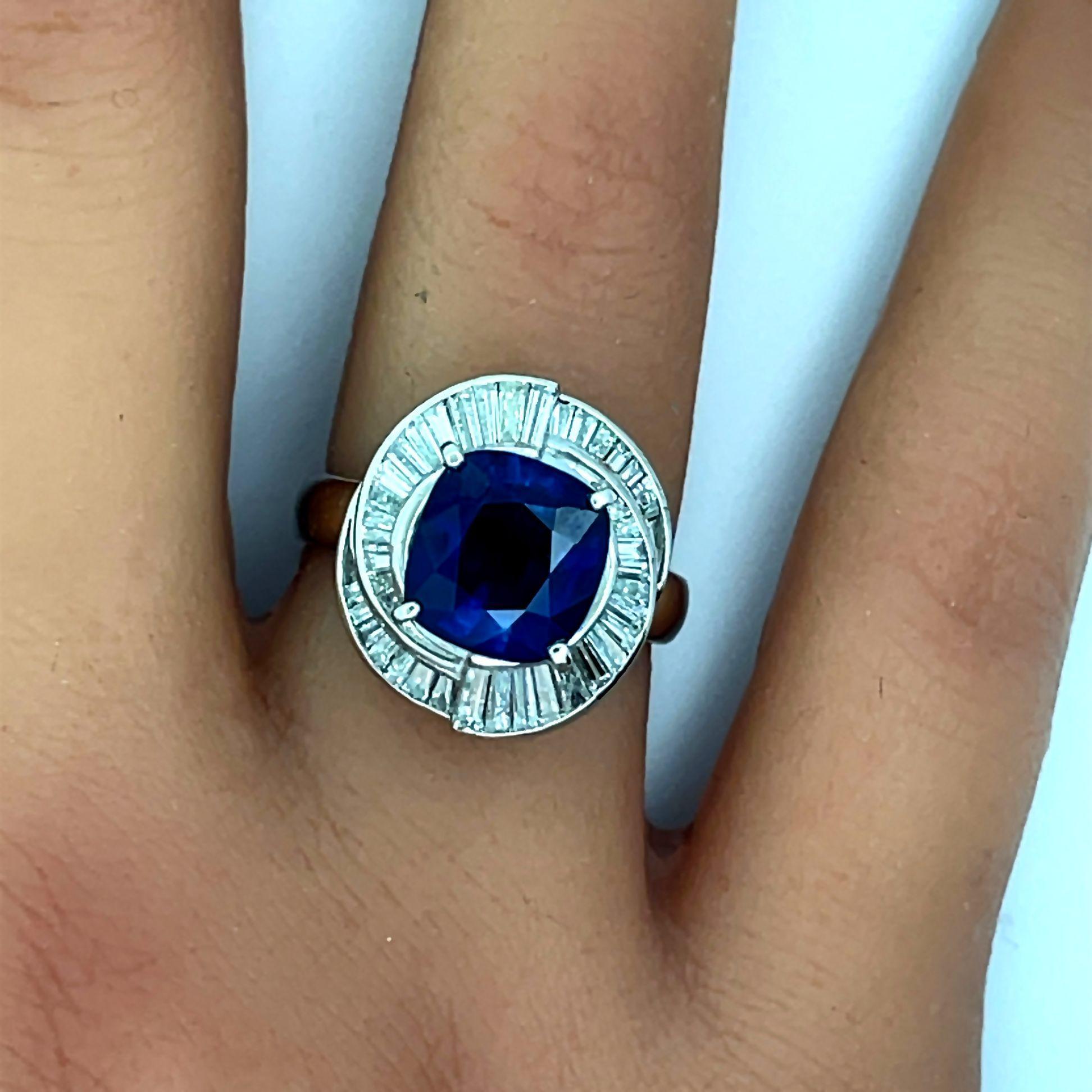 3.98 Carat Royal-Blue Ceylon Sapphire Diamond Platinum Ring, GRS Certified In New Condition For Sale In Beverly Hills, CA