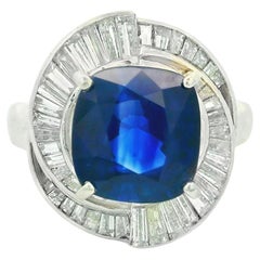 3.98 Carat Royal-Blue Ceylon Sapphire Diamond Platinum Ring, GRS Certified