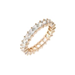 3.98 Carat Square Cut White Sapphire Eternity Band in 18 Karat Pink Gold