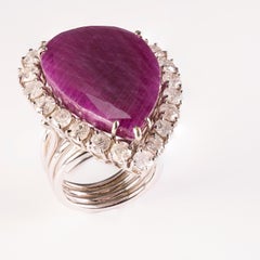 39.82 Carat African Ruby Icy Diamond Cocktail Ring