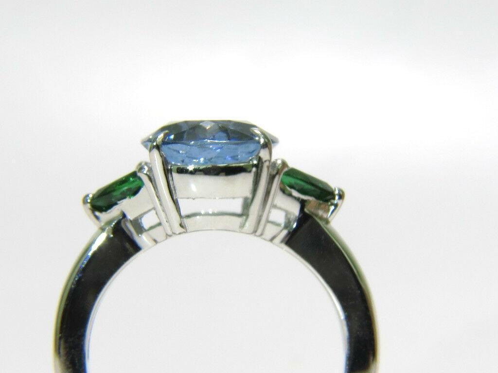 Uncut 3.98 Carat Natural Aquamarine Tsavorite Ring Modern 3 14 Karat For Sale