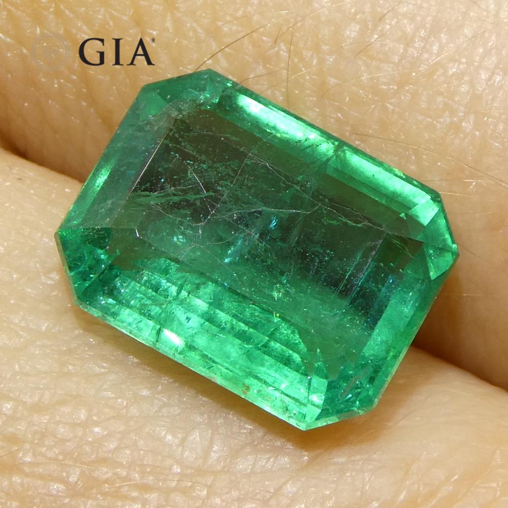 3,98ct Achteck-/Smaragdschliff Grüner Smaragd GIA zertifiziert Sambia (F2) im Angebot 9