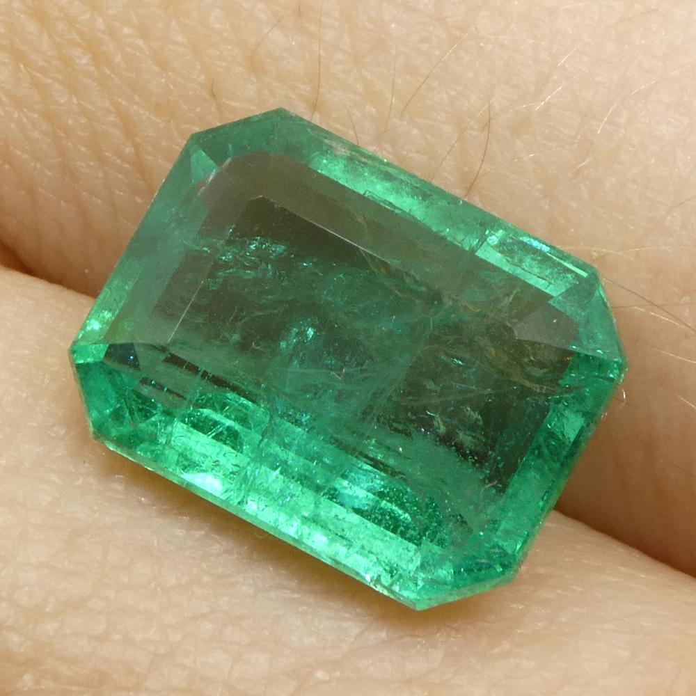 3,98ct Achteck-/Smaragdschliff Grüner Smaragd GIA zertifiziert Sambia (F2) im Angebot 9