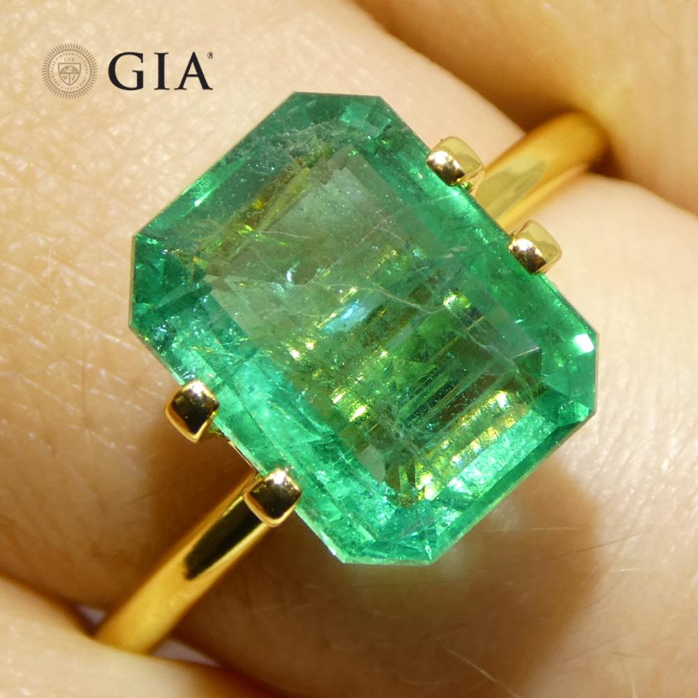 3,98ct Achteck-/Smaragdschliff Grüner Smaragd GIA zertifiziert Sambia (F2) für Damen oder Herren im Angebot