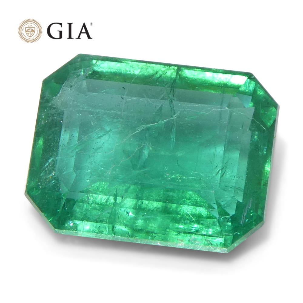 3,98ct Achteck-/Smaragdschliff Grüner Smaragd GIA zertifiziert Sambia (F2) im Angebot 2