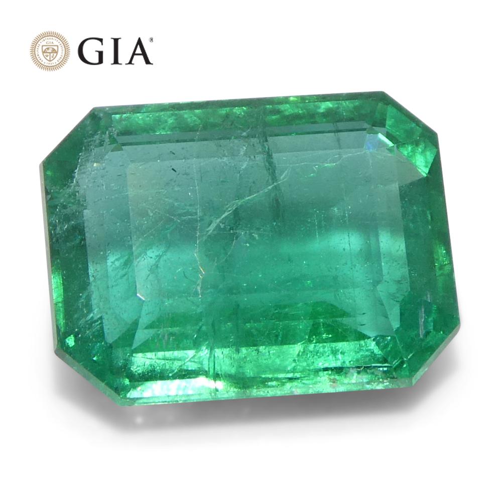3,98ct Achteck-/Smaragdschliff Grüner Smaragd GIA zertifiziert Sambia (F2) im Angebot 3