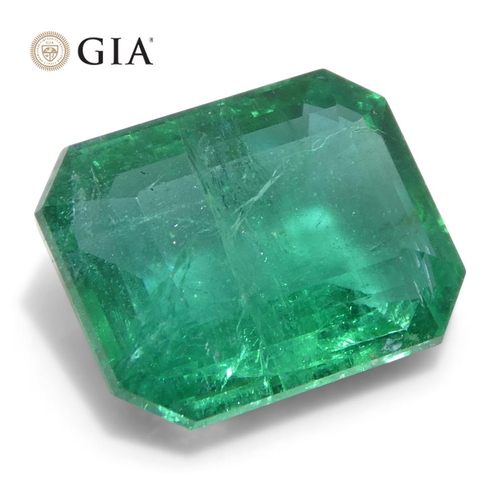 3,98ct Achteck-/Smaragdschliff Grüner Smaragd GIA zertifiziert Sambia (F2) im Angebot 4