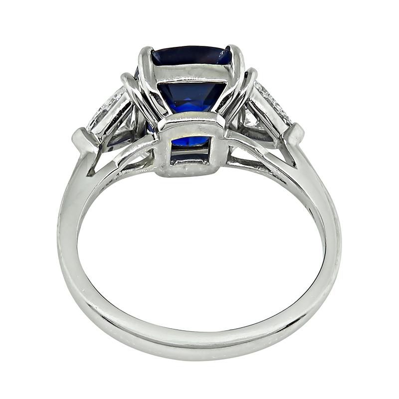 3.98ct Sapphire 0.80ct Diamond Engagement Ring In Good Condition For Sale In New York, NY