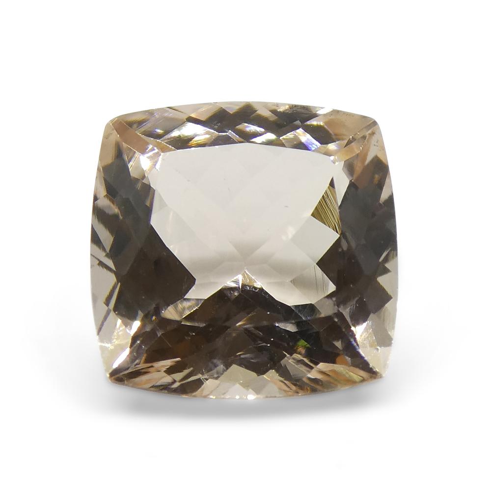 3.98ct Square Cushion Pink-Orange Morganite In New Condition For Sale In Toronto, Ontario