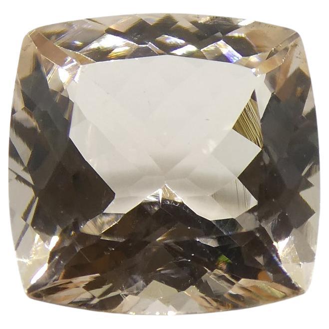 3.98ct Square Cushion Pink-Orange Morganite from Brazil For Sale