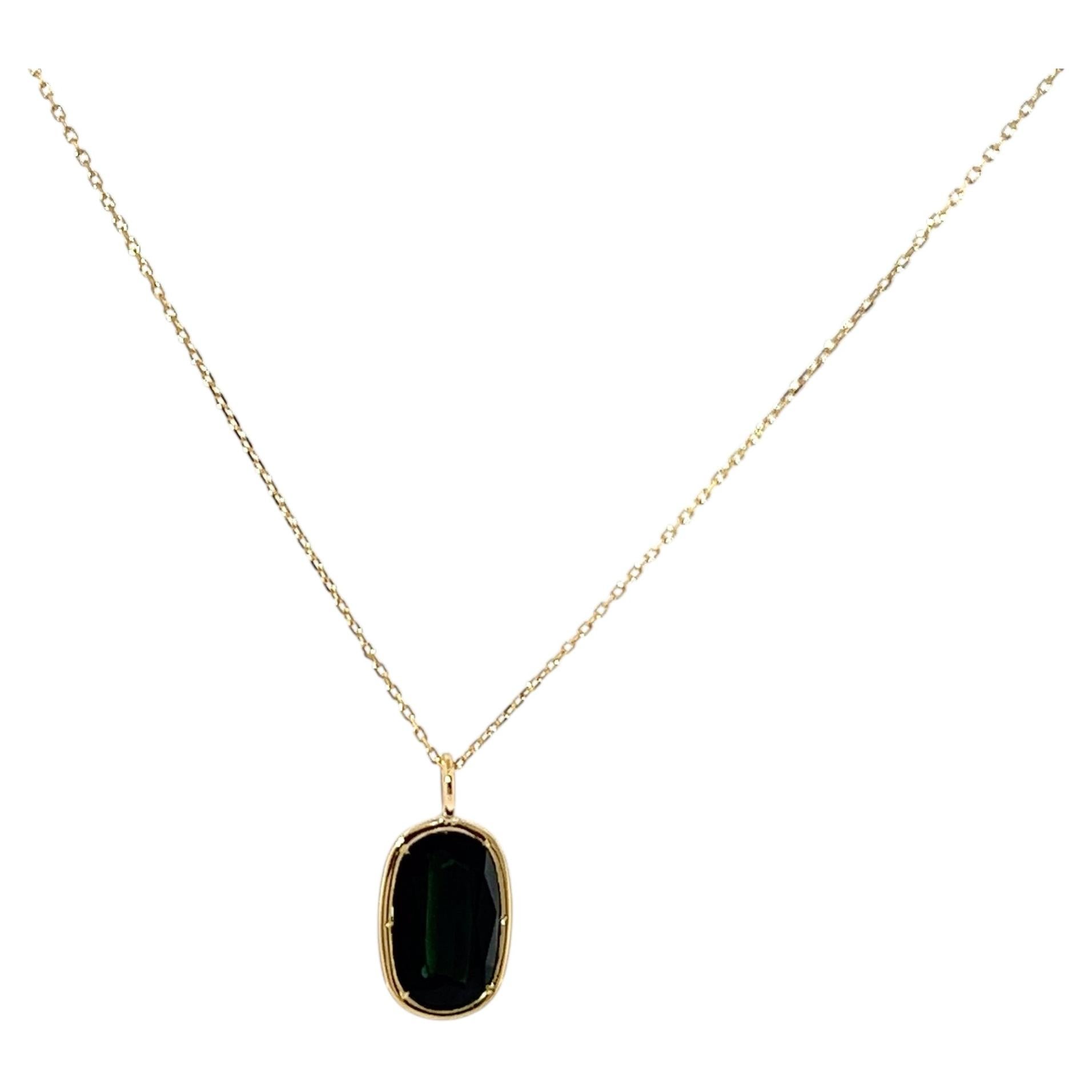 3.98ct Tourmaline Pendant – 18ct Yellow Gold Halo Design For Sale