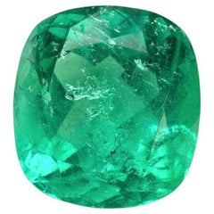 3.99 Carat Earthy Bluish Colombian Emerald - Chivor Cushion Cut May Birthstone
