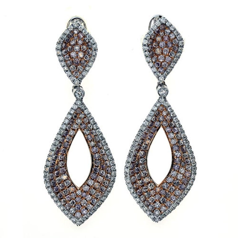 3 99 Carat Natural Pink Diamond Fashion Diamond Earrings For Sale