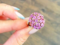 3.99 Carat Pink Sapphire and Diamond Yellow Gold Cocktail Ring