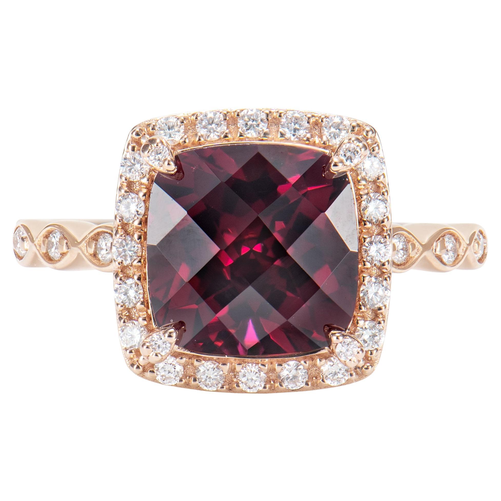 Sunita Nahata Rhodolite 3.99ct. Cocktail Ring in 18KRG with White Diamond.