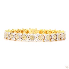 3.99 Carat Round Brilliant Cut White Diamond Yellow Diamond Gold Bracelet