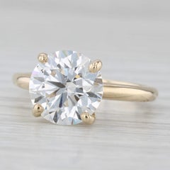 3.99ct Round Lab Created Diamond Solitaire Ring 14k Yellow Gold Sz 6.5 IGI F VS1