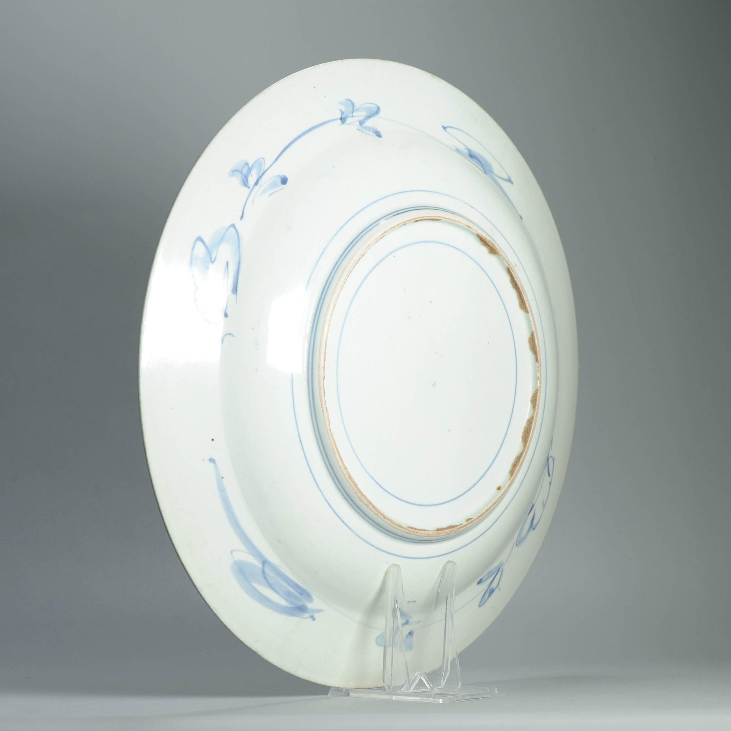 39CM Antico Kraak Periodo Edo 1680-1690 Porcellana Giapponese Caricatore Enorme Arita in vendita 6