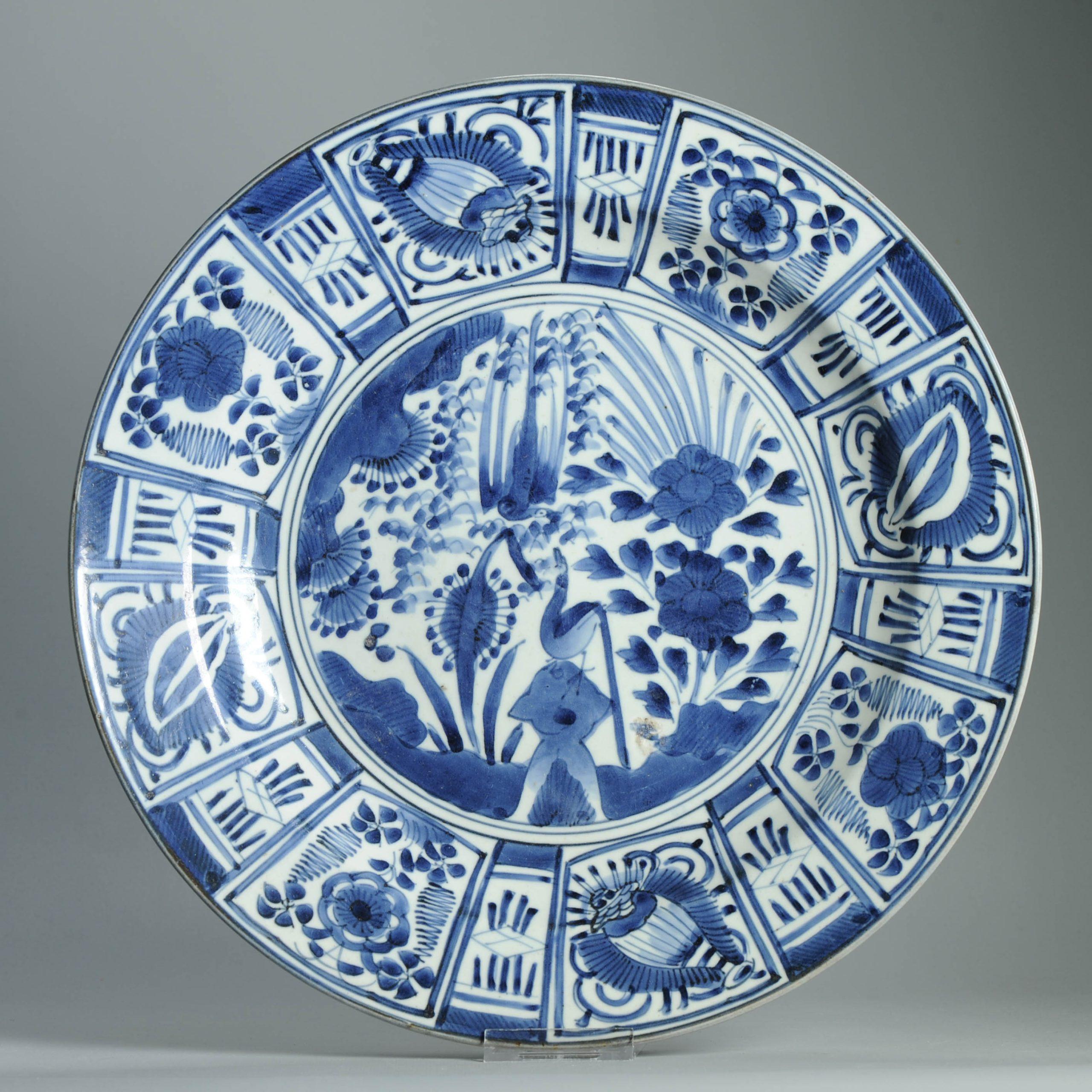 39CM Antico Kraak Periodo Edo 1680-1690 Porcellana Giapponese Caricatore Enorme Arita in vendita 7