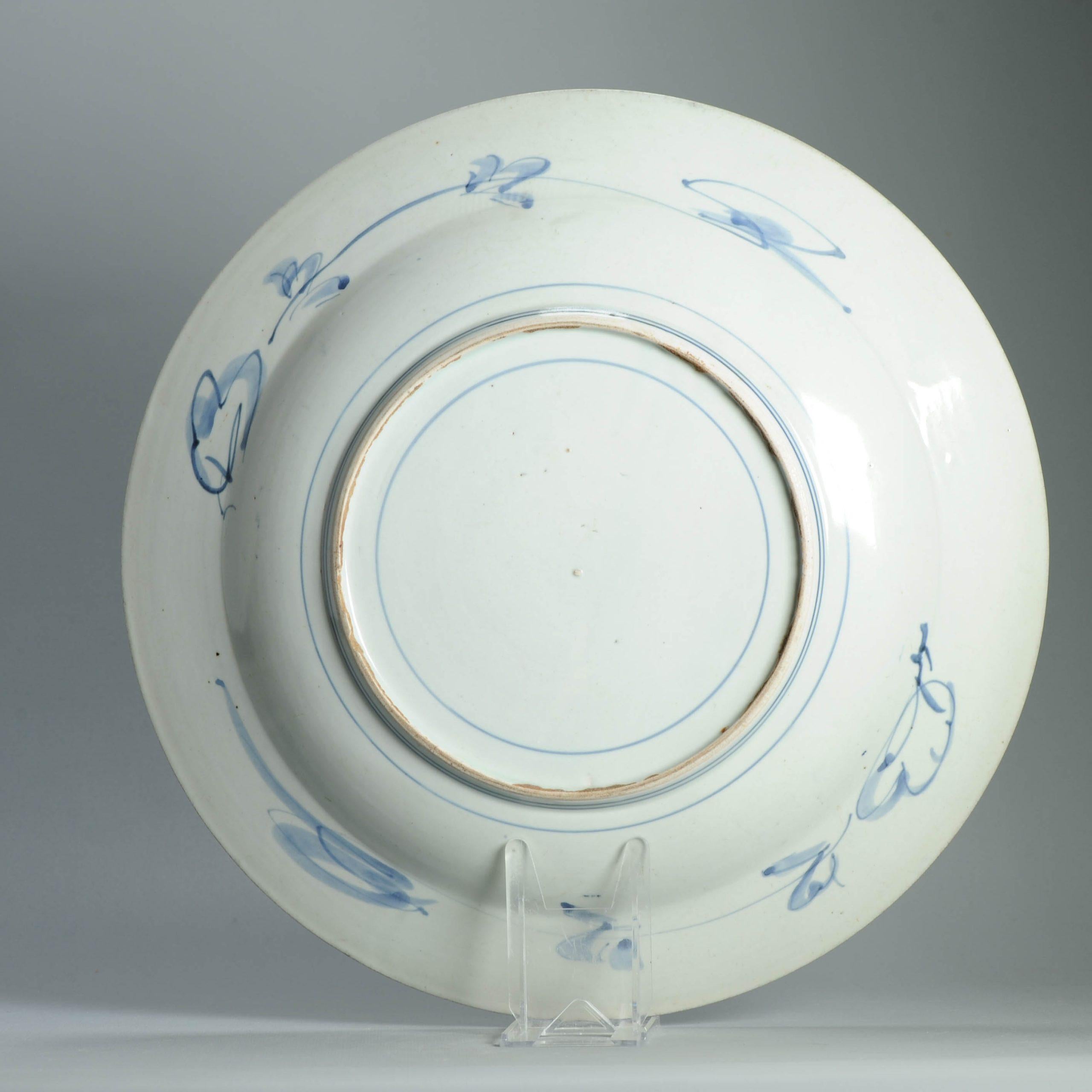 39CM Antico Kraak Periodo Edo 1680-1690 Porcellana Giapponese Caricatore Enorme Arita in vendita 8