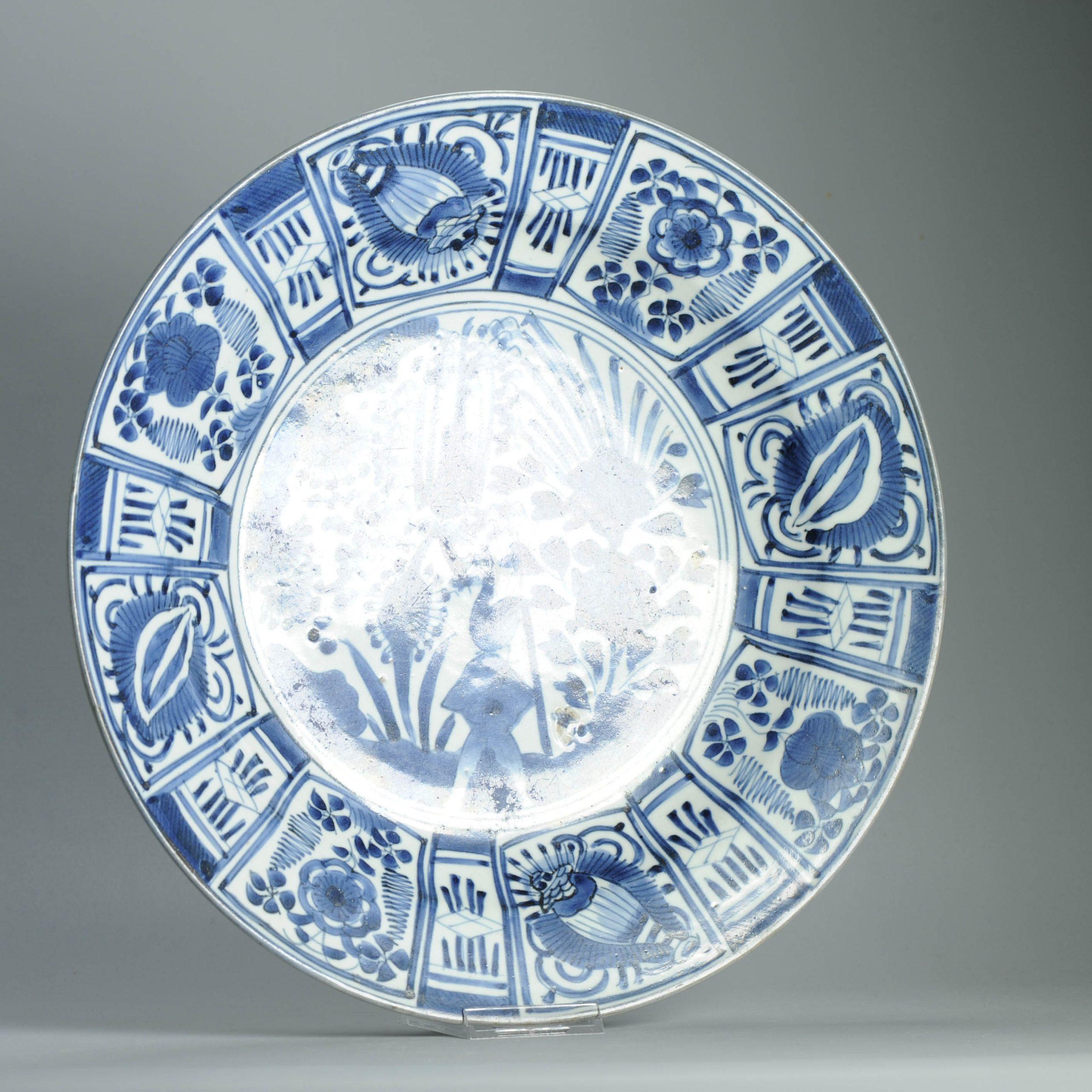 39CM Antico Kraak Periodo Edo 1680-1690 Porcellana Giapponese Caricatore Enorme Arita in vendita 9