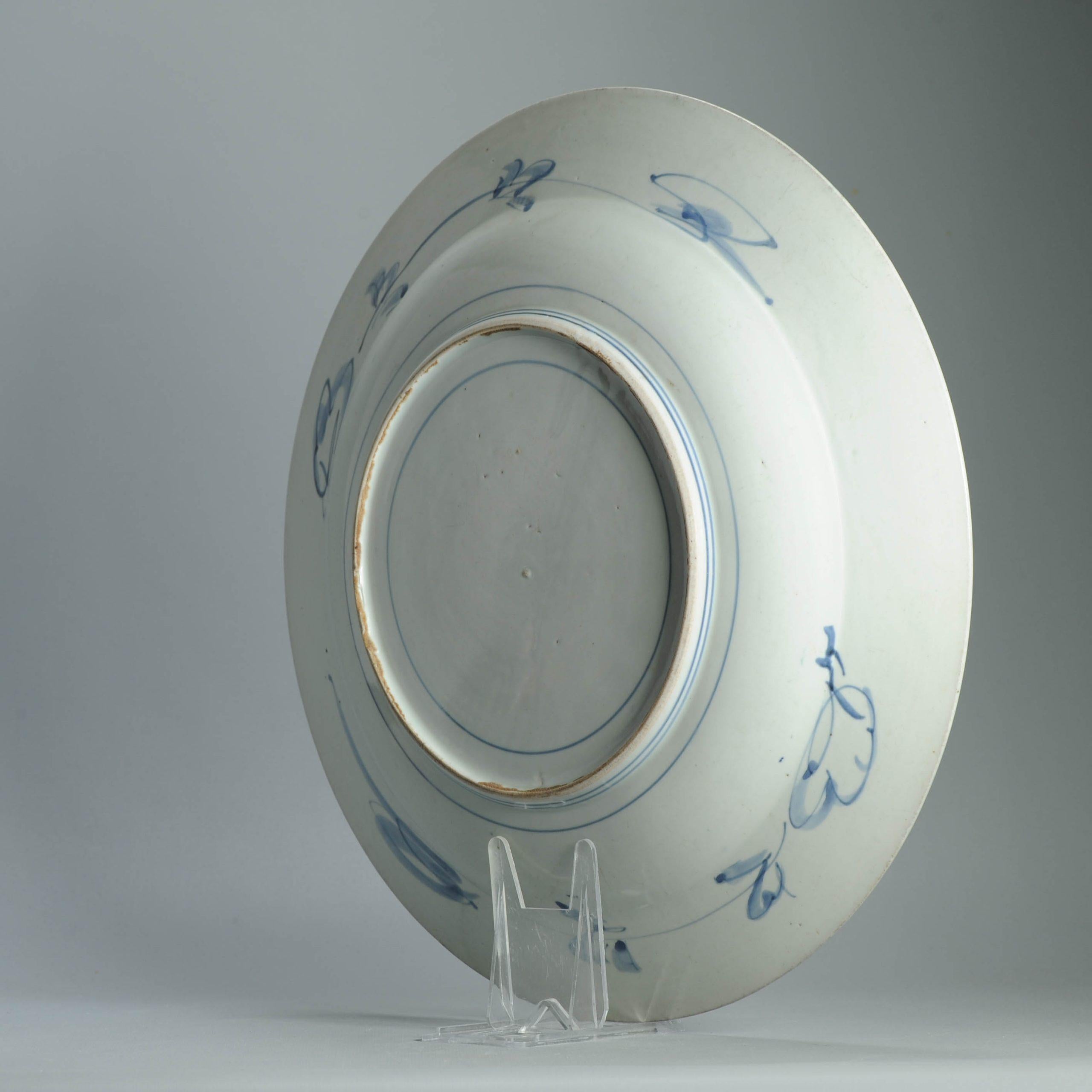 39CM Antico Kraak Periodo Edo 1680-1690 Porcellana Giapponese Caricatore Enorme Arita in vendita 10