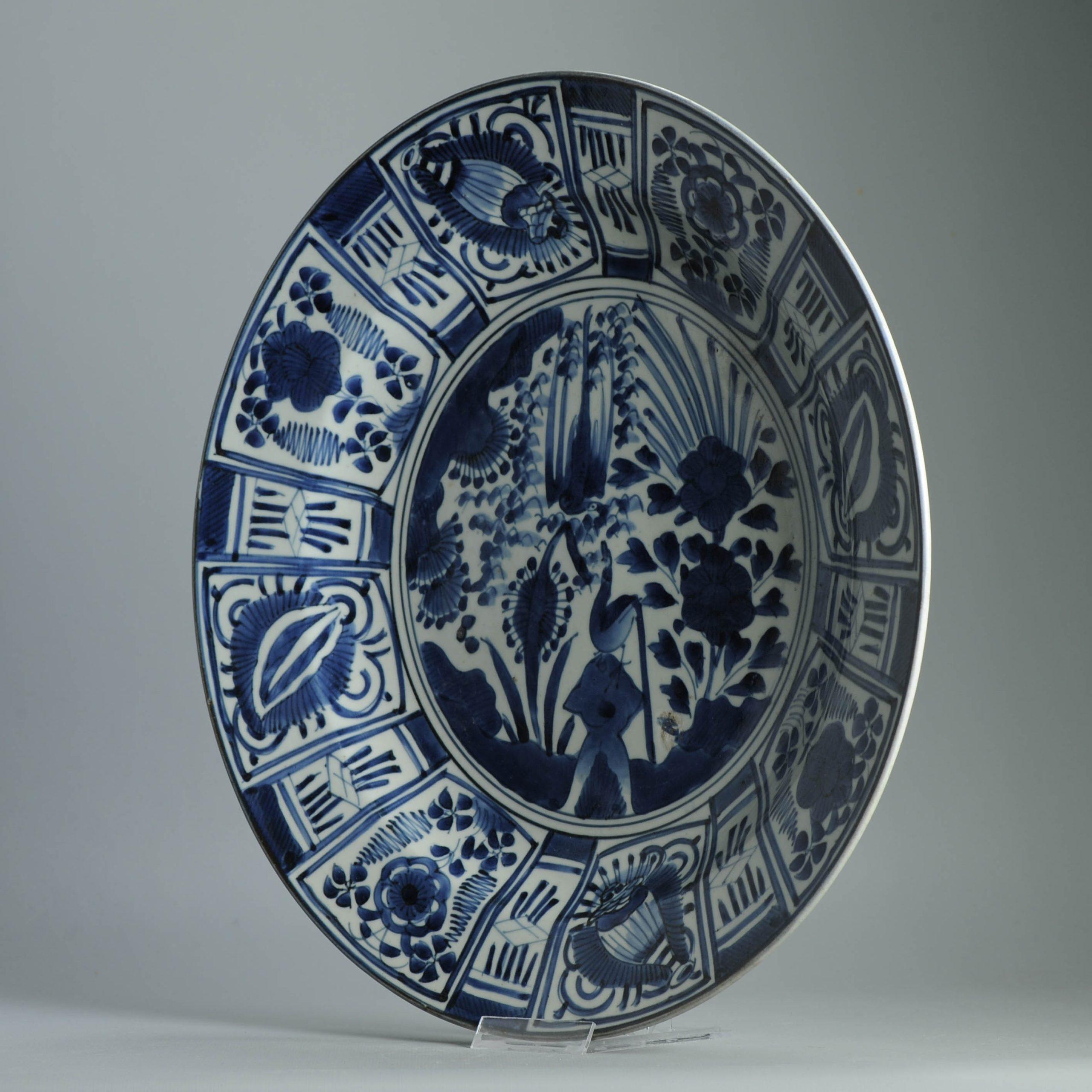 39CM Antico Kraak Periodo Edo 1680-1690 Porcellana Giapponese Caricatore Enorme Arita in vendita 2