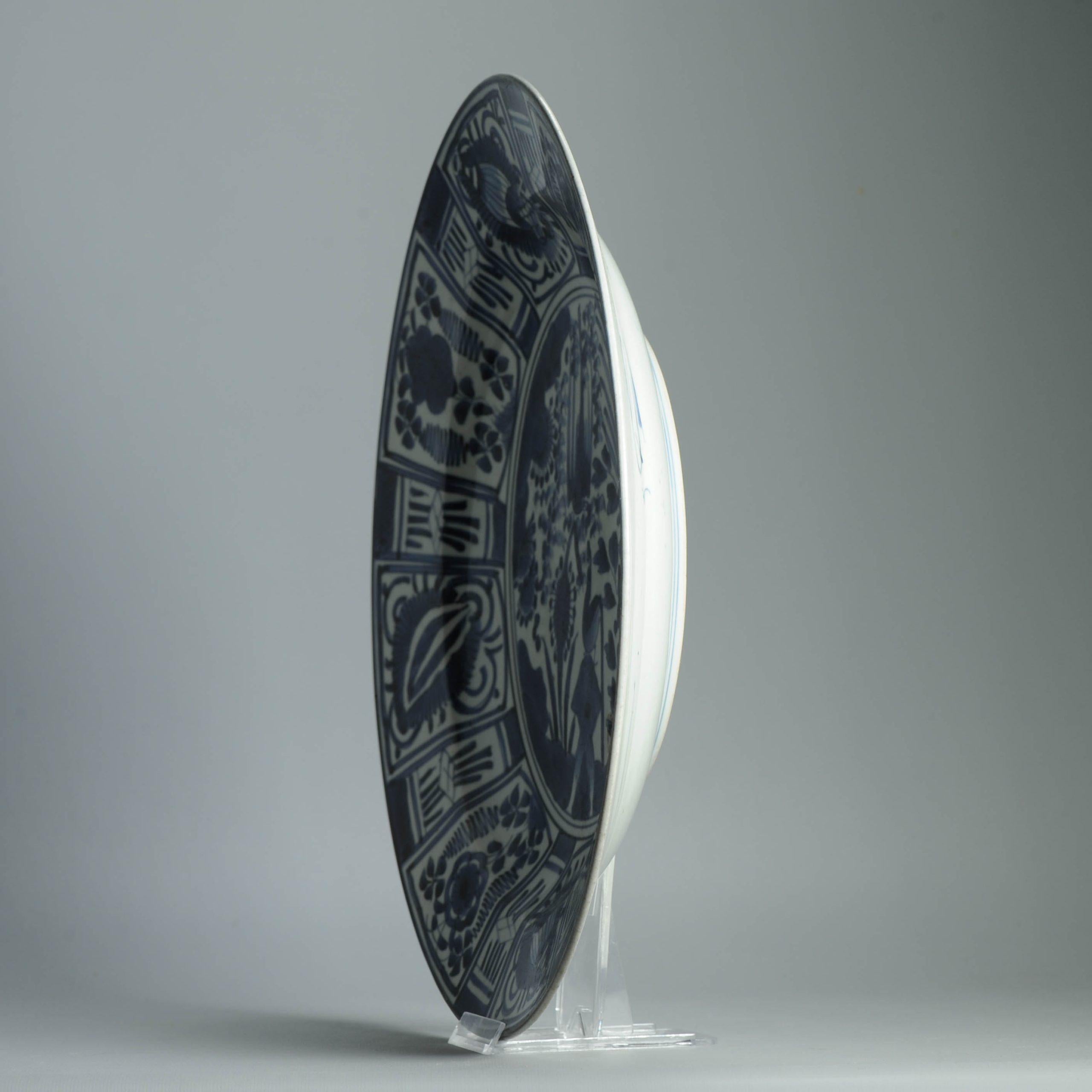 39CM Antico Kraak Periodo Edo 1680-1690 Porcellana Giapponese Caricatore Enorme Arita in vendita 3