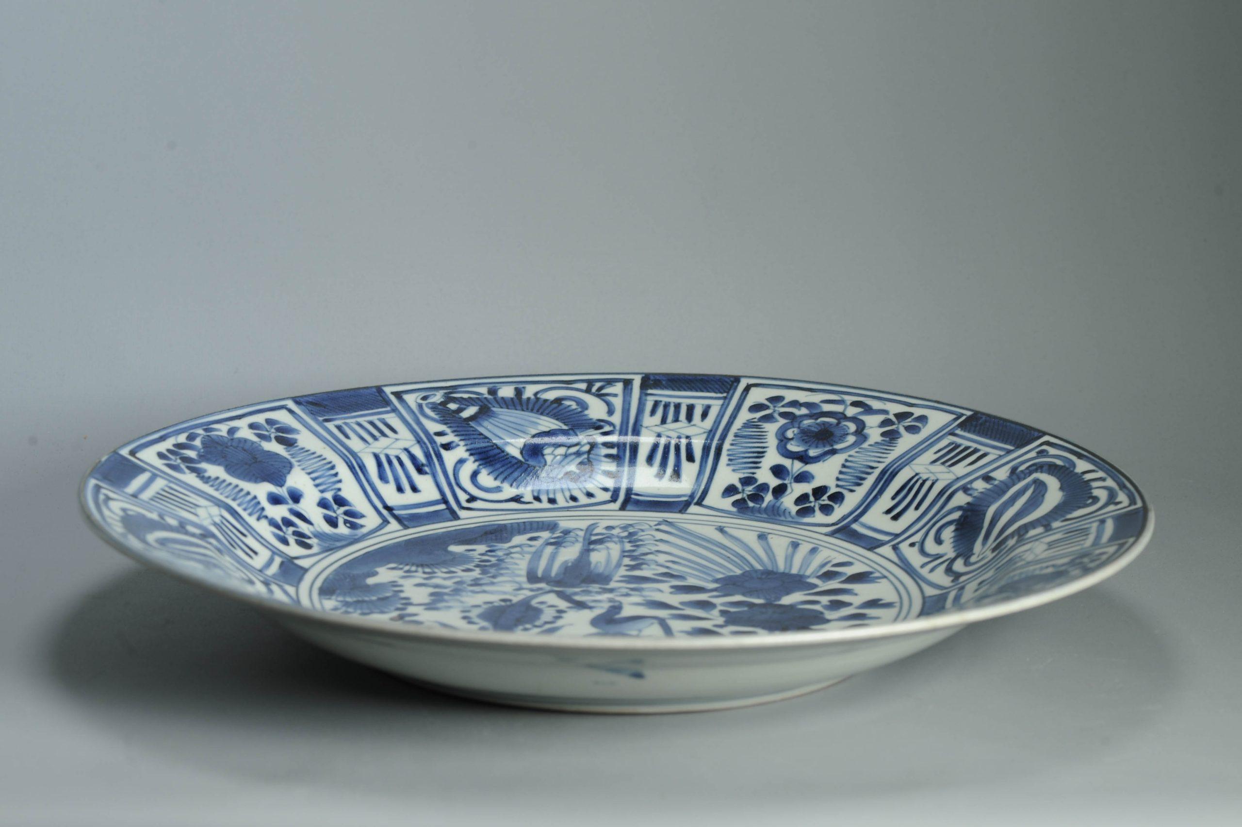 39CM Antico Kraak Periodo Edo 1680-1690 Porcellana Giapponese Caricatore Enorme Arita in vendita 4