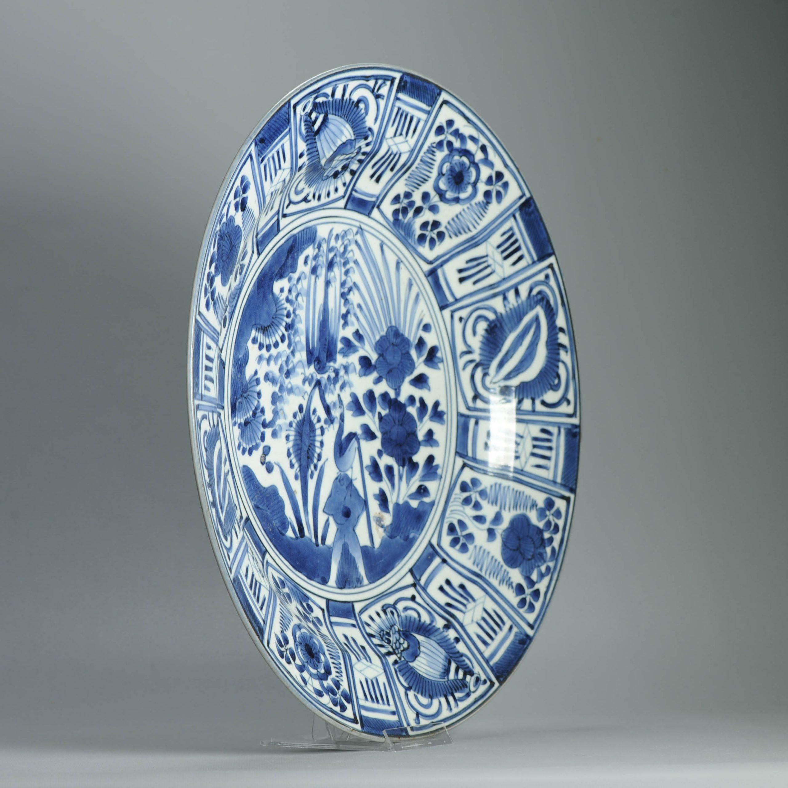 39CM Antico Kraak Periodo Edo 1680-1690 Porcellana Giapponese Caricatore Enorme Arita in vendita 5