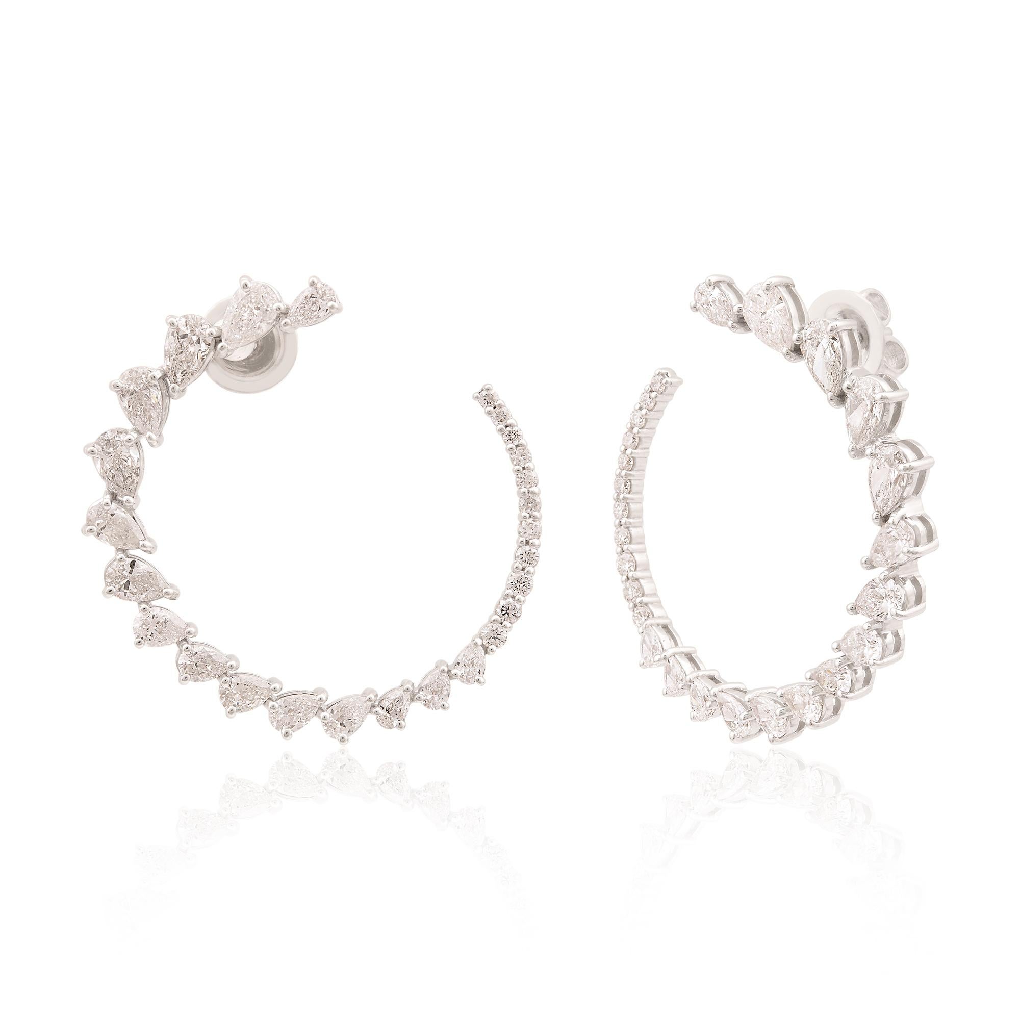 Pendientes de aro en círculo abierto con diamantes pera graduados de 3,9 quilates Joyas de oro blanco de 18 quilates en Nuevo estado para la venta en Diera, Dubai
