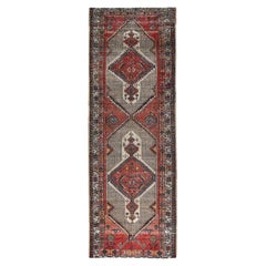 3'9"x10'10" Multicolored Vintage Persian Serab Worn Wool Hand Knotted Runner Rug