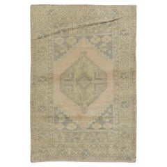 3.9x5.7 Ft Mid-Century Geometric Medallion Design Handmade Anatolian Accent Rug