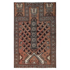 3'9"x5'9" Pink Vintage Zoroastrian Baluch Geometric Design Hand Knotted Wool Rug