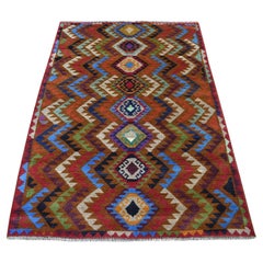 3
9 "x6
 Tapis en laine marron noué à la main, coloré, Afghan Baluch, design géométrique