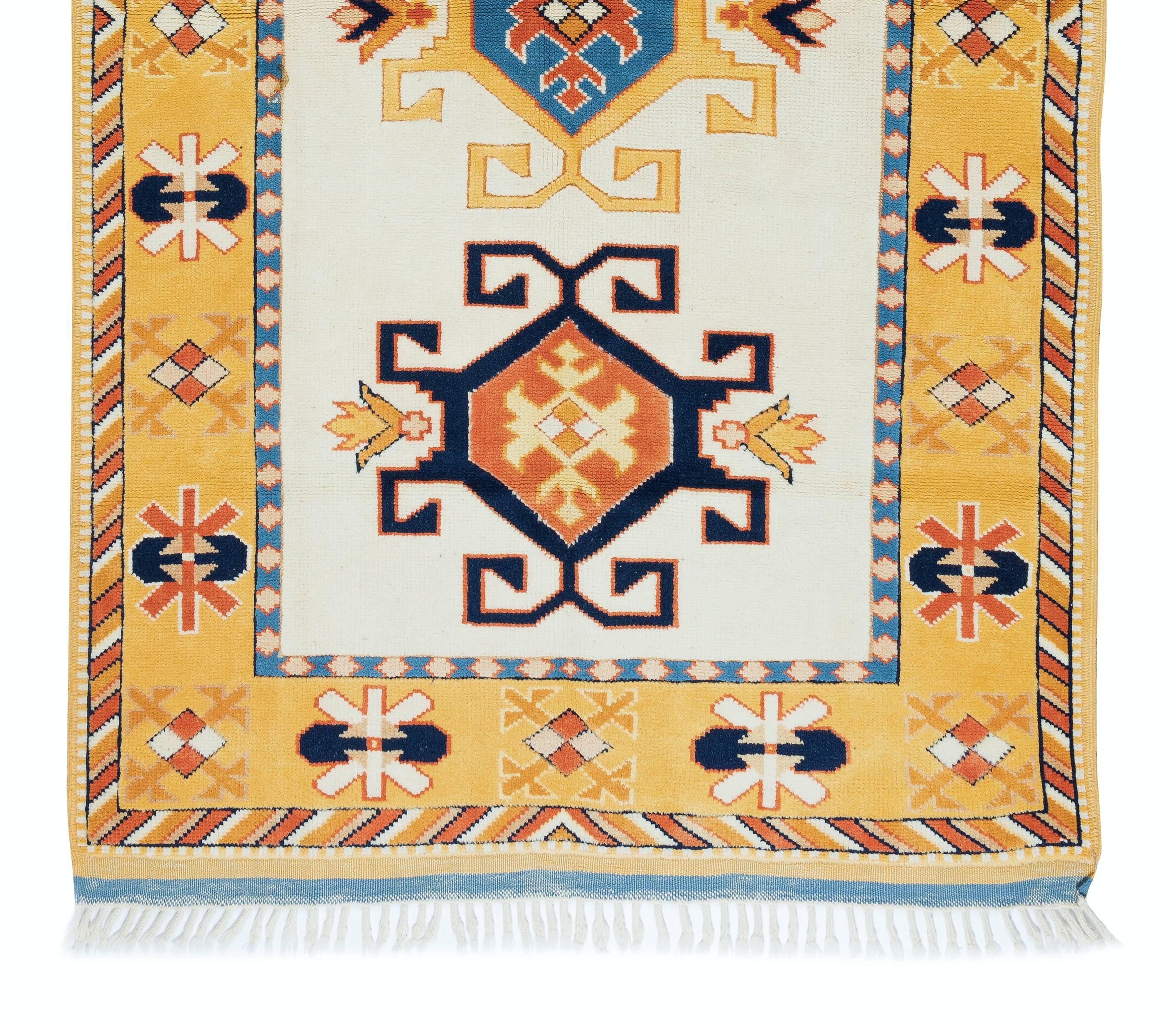 4x6 Ft Moderner handgefertigter türkischer Wollteppich mit geometrischem Design, 100 % Wolle im Zustand „Hervorragend“ im Angebot in Philadelphia, PA