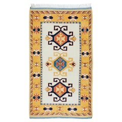 4x6 Ft Modern Handmade Turkish Wool Rug with Geometric Design, 100% Wool