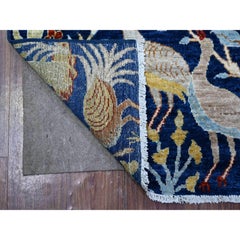 3'9"x6'1" Yale Blue, Afghan Peshawar, Hand Knotted, Vegetable Dyes, Wool, Rug