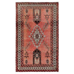 3'9"x6'2" Blush Red Vintage Persian Baluch Hand Knotted Pure Wool Oriental Rug
