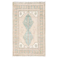 3'9"x6'3" Sand Brown Anatolian Village Design Turkish Knot Hand Knotted Wool Rug